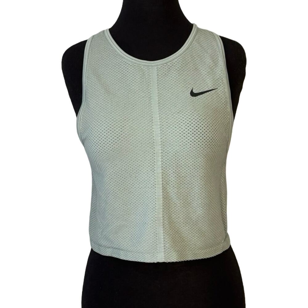 Nike Dri-FIT Rebel Seamless Cropped Mesh Tank Large Sequoia Olive